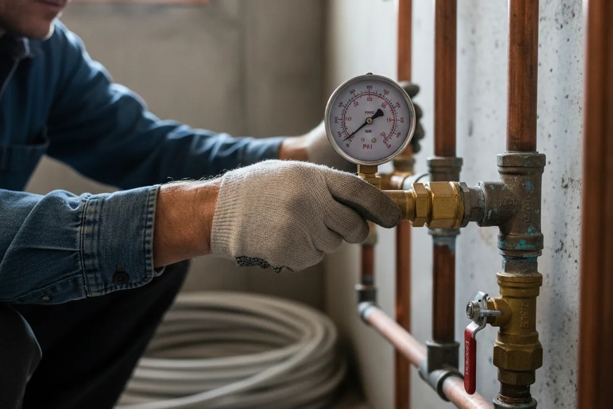 Pressure testing a repaired line during Water Line Repair in Antlers